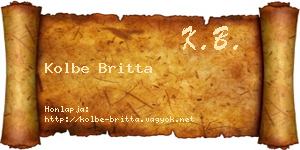Kolbe Britta névjegykártya